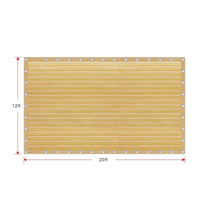 Shatex 90% Shade Fabric Sun Shade Cloth 12â€™ x 20â€™ Wheat Taped Edge with Grommets Sun-Block Mesh Shade for Pergola Cover Canopy,12 Bungee Balls - Image 2